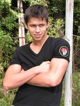 Brunette twink goes skinny dipping and masturbates