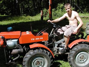 Horny twink with a hairy cock posing naked outdoors