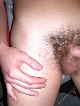 Hairy cock twink blows his load all over his pubes