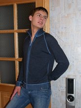Baggy jeans teen twink undressing next to a door