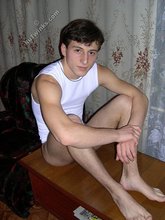 White t-shirt twink takes off his tighty whiteys