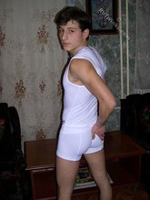 White get-up twink boy flexing and undressing after shower