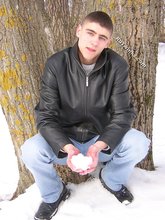 Blue-eyed brunette twink has mastered the slav squat