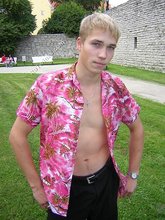 Ravishing twink with a Hawaiian shirt gets drunk