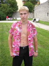 Ravishing twink with a Hawaiian shirt gets drunk