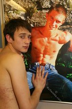 Dark-haired twink touches his favorite posters
