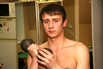 Frail twink lifts weights and brutalizes this punching bag