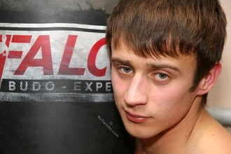 Frail twink lifts weights and brutalizes this punching bag