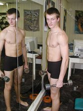 Six-pack twink stud working out and showing off