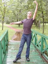 Blonde guy showing his sexy body outdoors