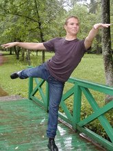 Blonde guy showing his sexy body outdoors