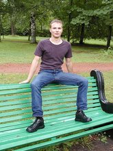 Blonde guy showing his sexy body outdoors