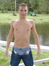 Sweaty/wet twink posing shirtless outdoors