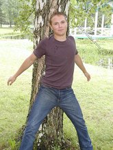 Sweaty/wet twink posing shirtless outdoors