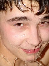 Dark-haired guy showing his beautiful ass in the shower