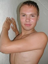 Brown-eyed and jacked-up dude showing his body