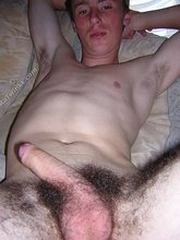 Hairy twink boy licking his own armpits on camera