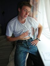 Nerdy teen twink gets home and does nothing