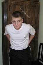 Cocky blond-haired twink cleaning up his cum on cam