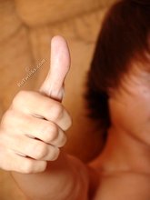 Long-haired pretty boy blows that huge load on camera