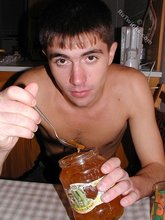 Playful twink drinking tea and showing his hairy ass