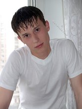 Cocky-looking brunette twink and his meaty cock/soles