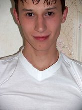 Cocky-looking brunette twink and his meaty cock/soles