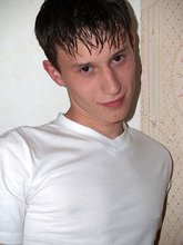 Cocky-looking brunette twink and his meaty cock/soles