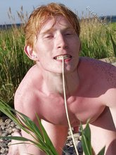 Rock hard redheaded dude fucking a bunch of rocks