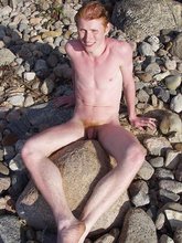 Hairy cock redhead striking sexy poses outdoors
