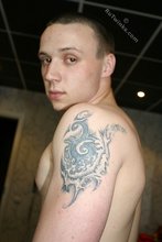 Balding twink shows off his sexy pecs and abs