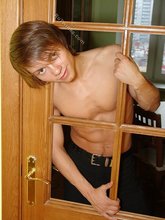 Long-haired twink and his perfect half-naked body
