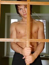 Long-haired twink and his perfect half-naked body