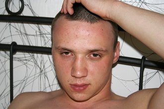 Buzzcut twink cleaning up his sexy mess on camera