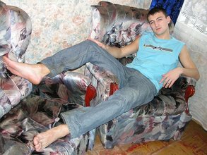 Blue shirt twink boy looks stoned out of his mind