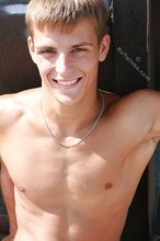 Cheerful brunette stud revealing his meaty cock