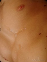 Happy twink blows his thick load all over himself