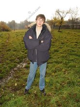 Dark-haired twink posing outdoors (with rope)