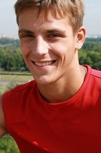 Red shirt brown-haired twink slowly seducing you in POV