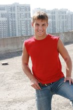 Red shirt brown-haired twink slowly seducing you in POV