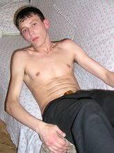 Skinny twink showing off his ass and his armpits
