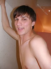Hairy cock twink stroking and sticking his tongue out