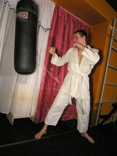 Karate kid showing off his amazing body on camera