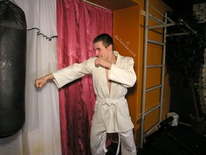 Karate kid showing off his amazing body on camera