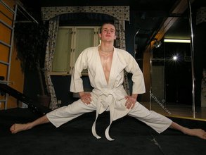 Karate kid showing off his amazing body on camera