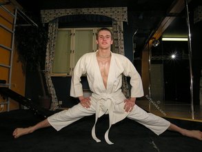 Karate kid showing off his amazing body on camera