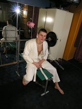 Karate kid showing off his amazing body on camera