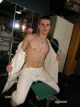 Karate kid showing off his amazing body on camera