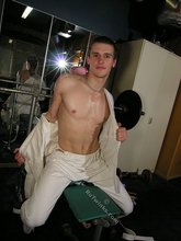 Karate kid showing off his amazing body on camera