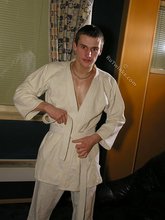 Karate twink practicing his sick punches and posing naked